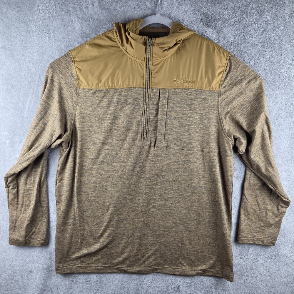 Badlands Axin 1/4 Zip Hoodie Brown Pullover Mens 2XL Hunt Hiking Performance